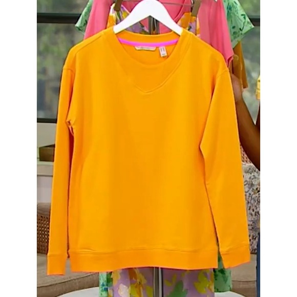 Izaac Mizrahi Sweaters - Isaac Mizrahi Live! SOHO Easy Pullover Top Amber Yellow Small‎